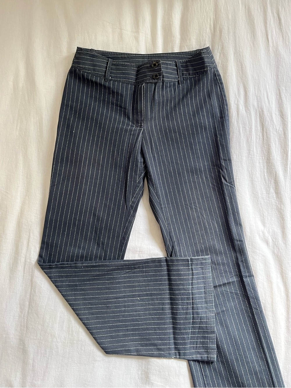 Women's Pinstripe Straight-Leg Pants - Dark Gray/Bleu